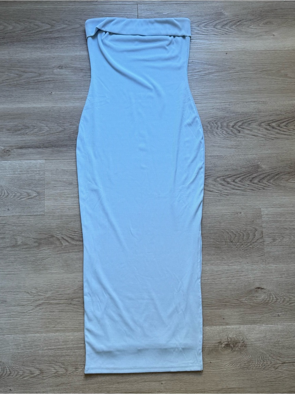 Strapless Light Blue Bodycon Midi Dress